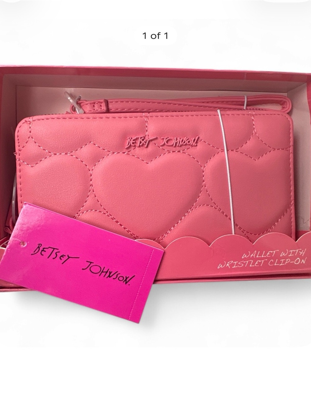 Betsey Johnson Hot Pink Quilted Heart Wristlet